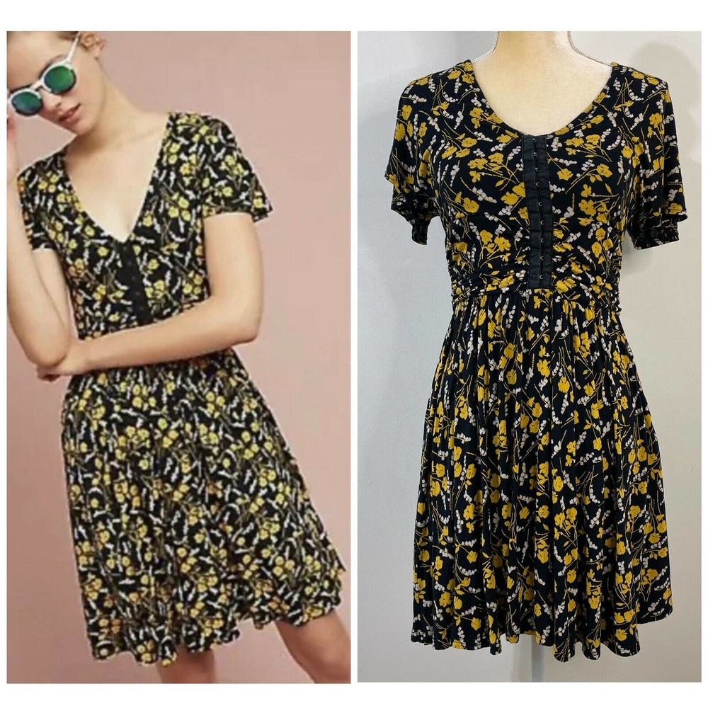 Anthropologie Maeve Floral Summer Breeze Fit & Flare Dress Size S